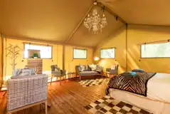 Oak safari tent interior