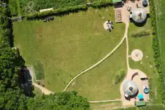 Bird's eye view of the yurts