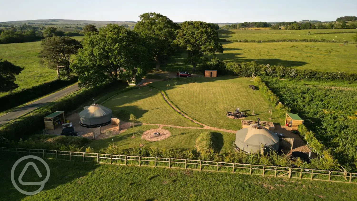 Bird's eye view of the yurts