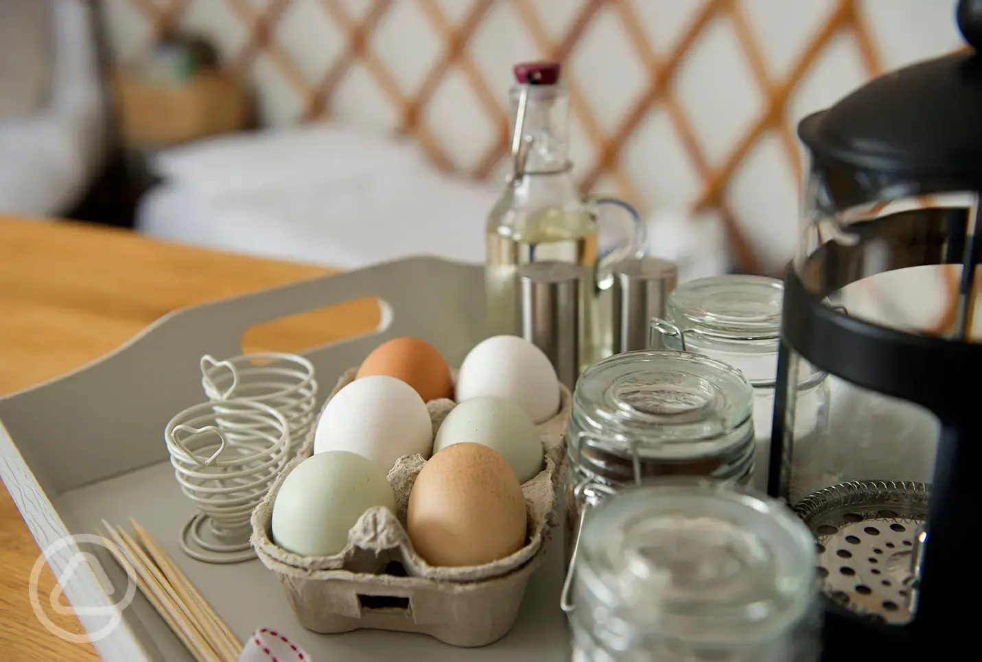 Fresh eggs available from the onsite chickens