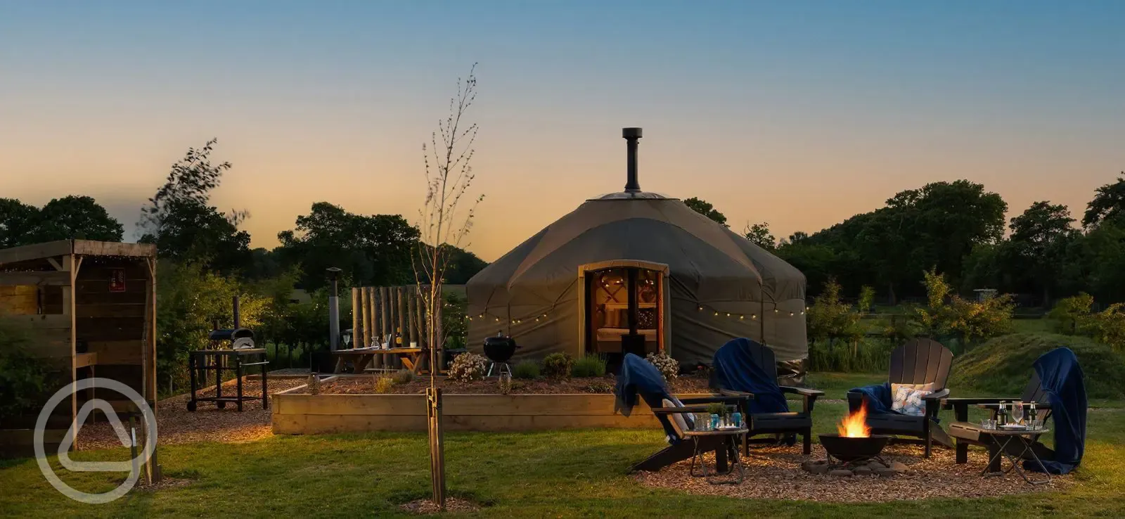 Yurts at night