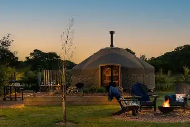 Yurts at night
