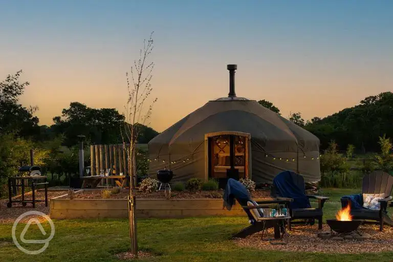 Yurts at night