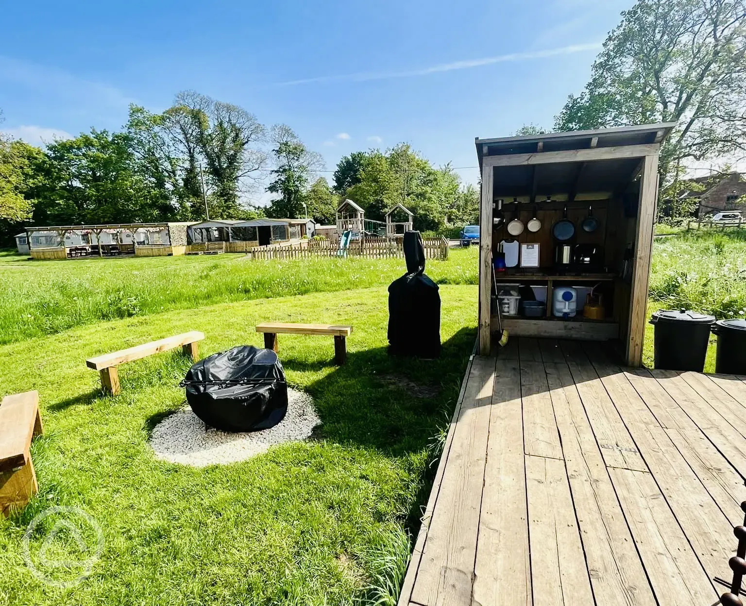 Private kitchen and fire pit area