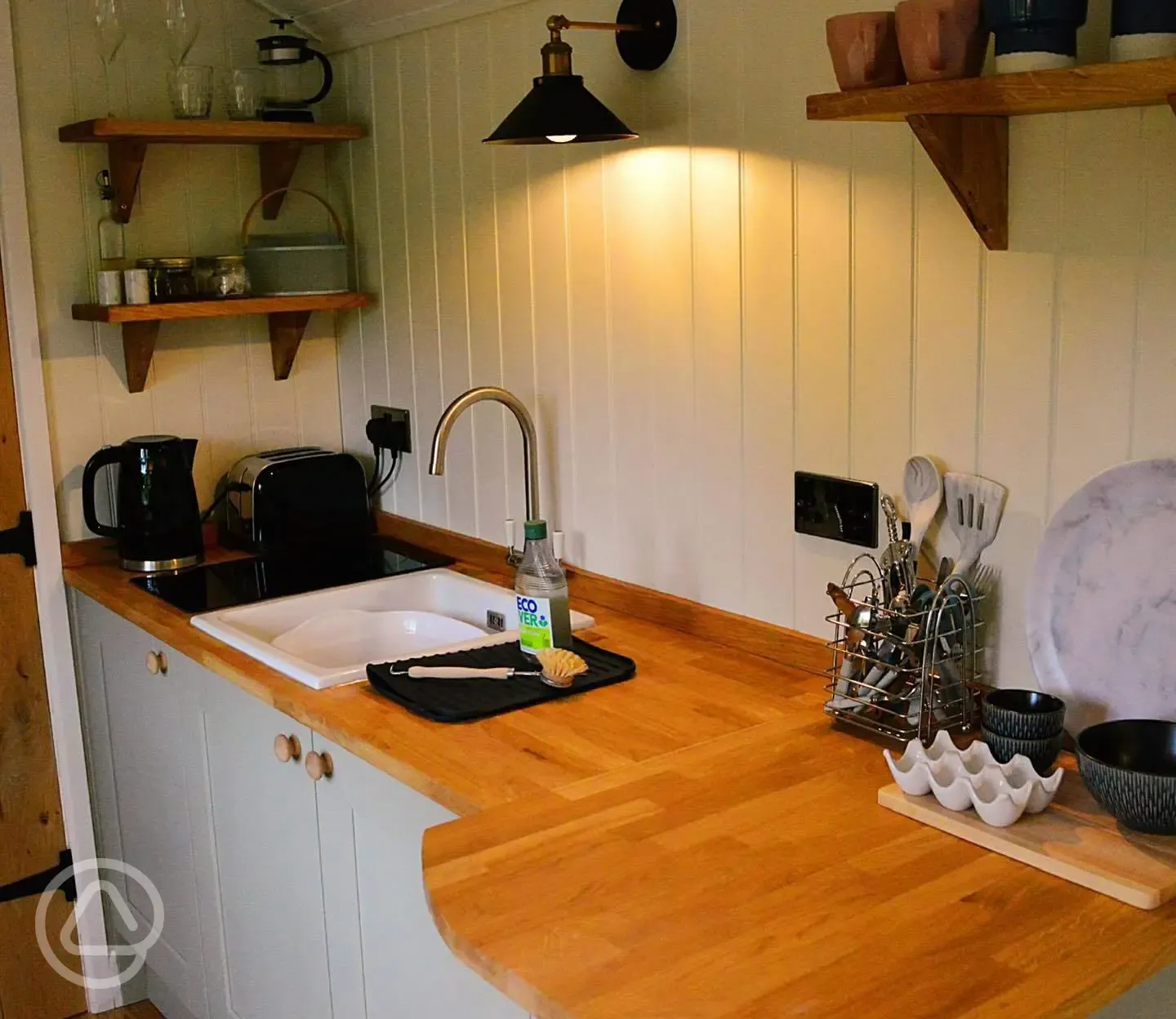 Shepherd's hut kitchen