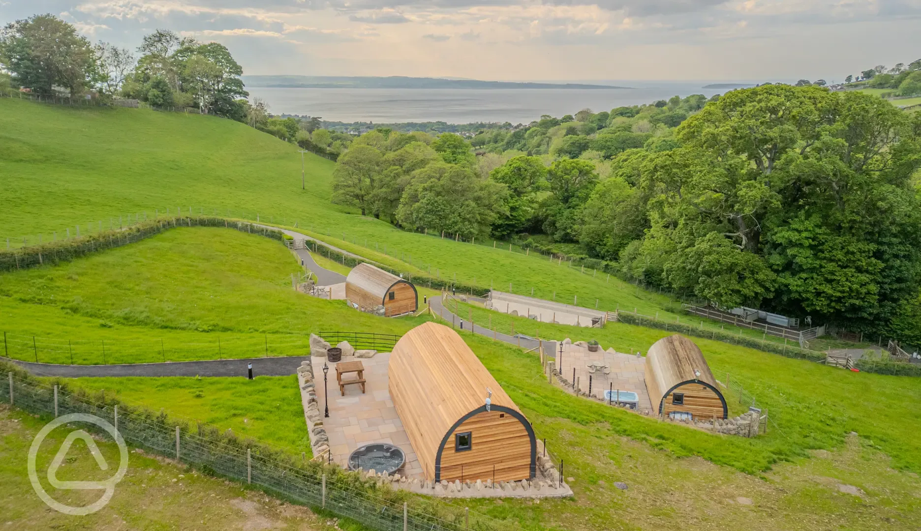 Glamping pods and sea views