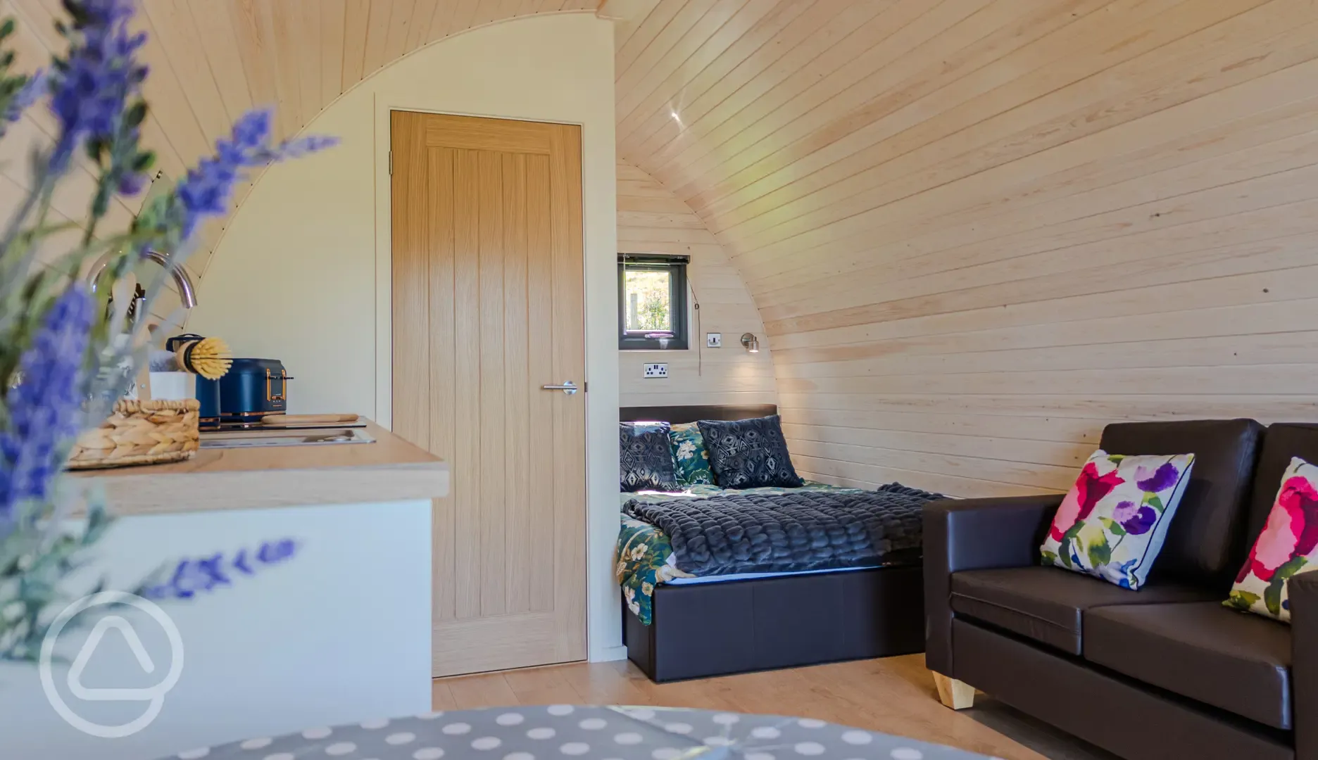 Large glamping pod interior