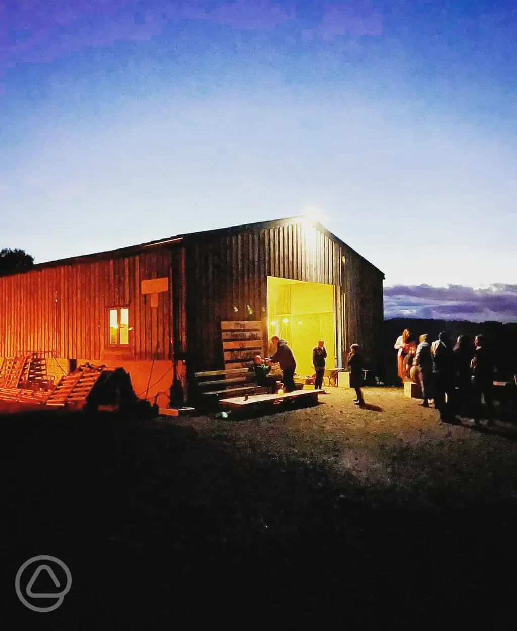 Communal barn at night