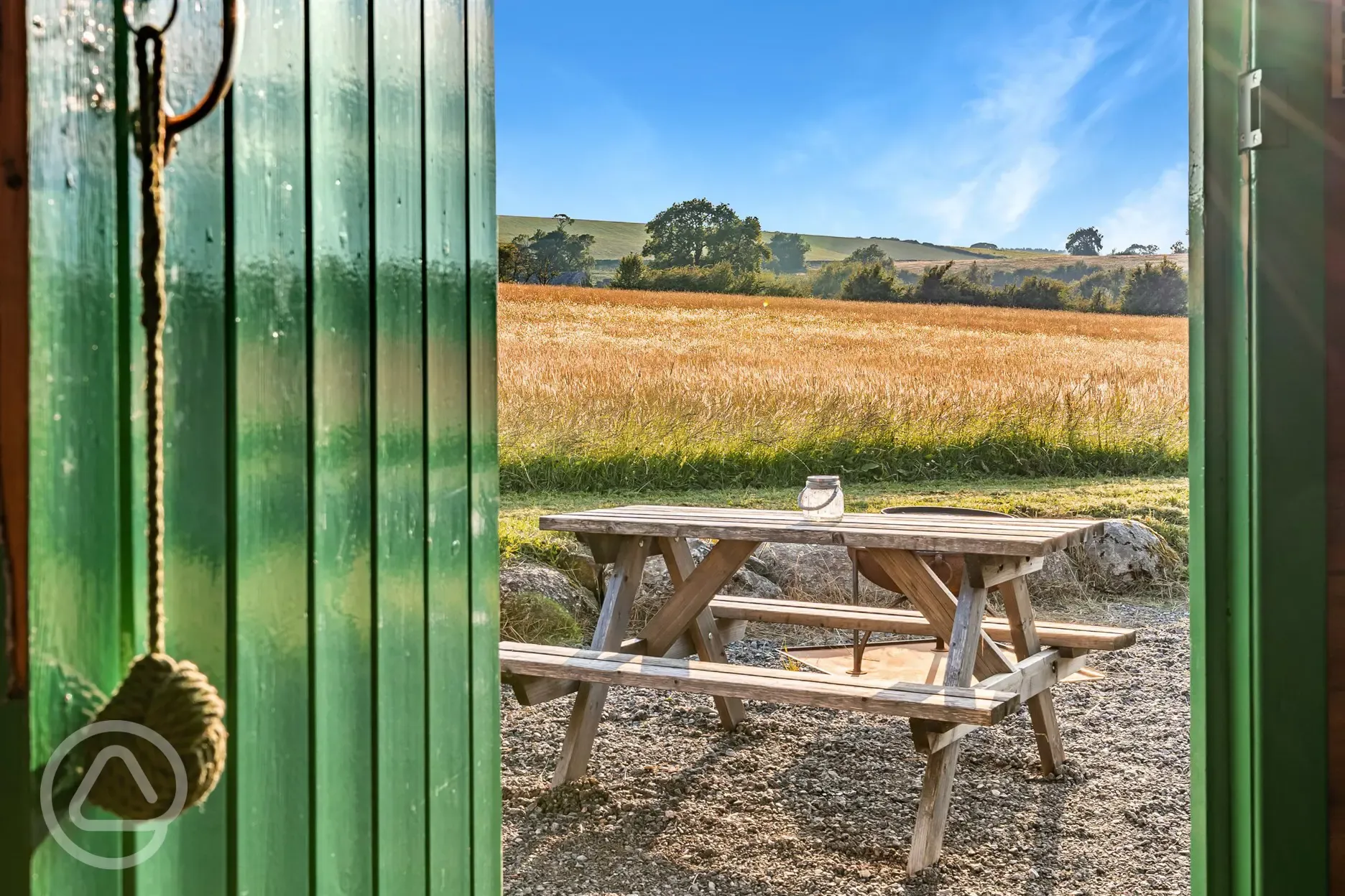 View of the wildflower meadow that's right outside the door of the glamping pods