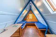 Camping pod simple interior with room for two adults and two children