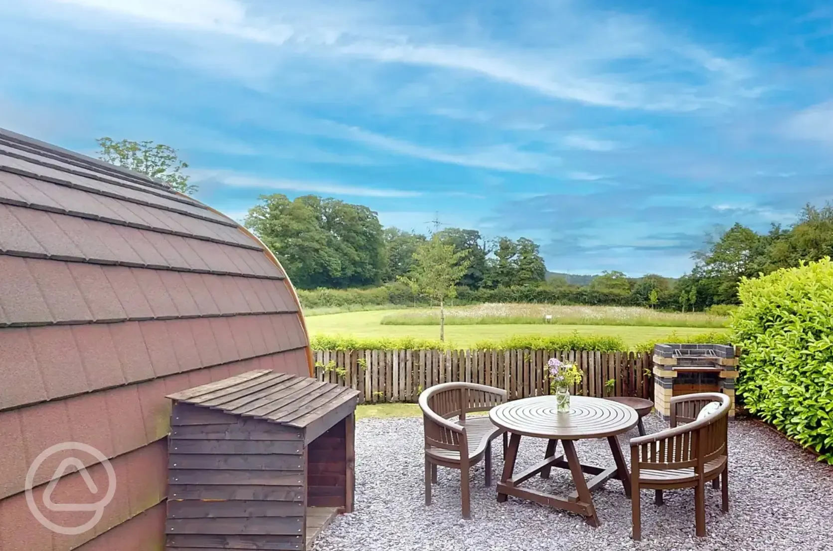 Bramble and Willow glamping pods - outdoor seating area