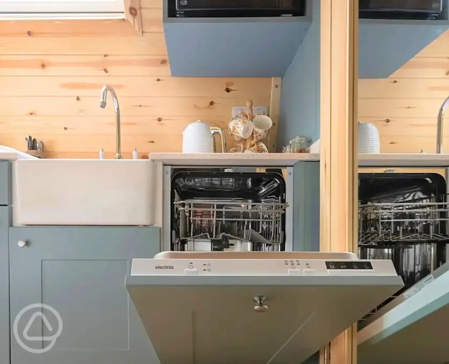 Bramble and Willow glamping pods - kitchenette with dishwasher