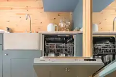 Bramble and Willow glamping pods - kitchenette with dishwasher