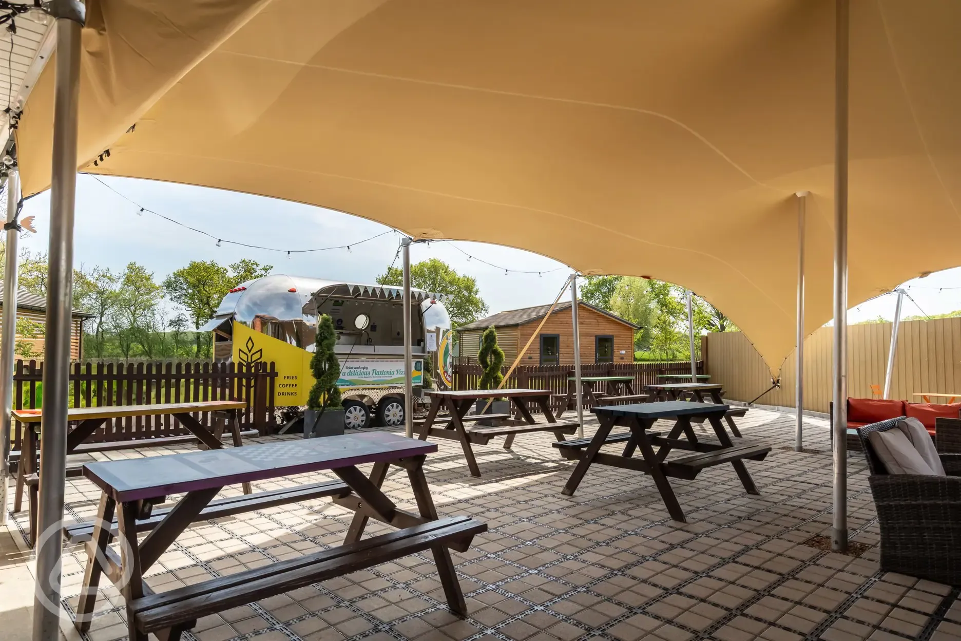 Patio Area Outside the Champers for Campers Bar