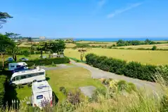 Aerial of Gadlys Touring Park with views towards Traeth Mawr Big Beach