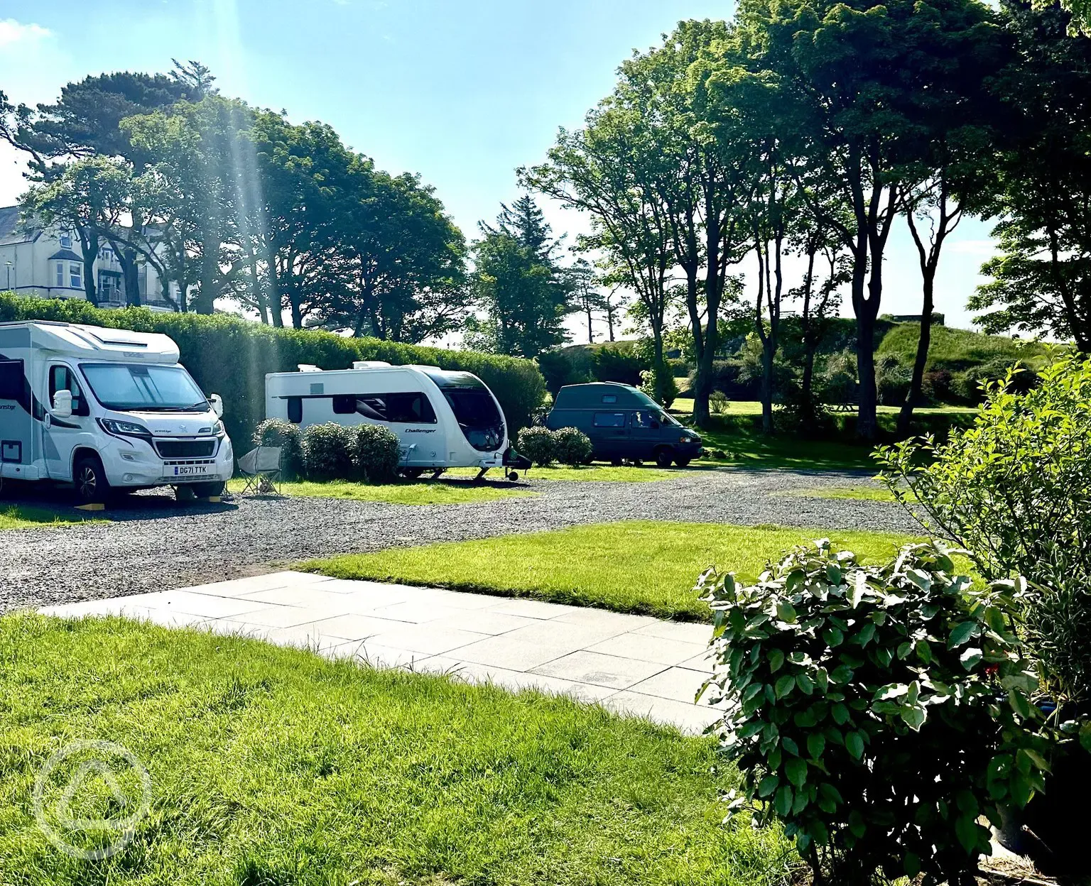 Fully serviced hardstanding pitches with 10 amp electric, water and grey waste