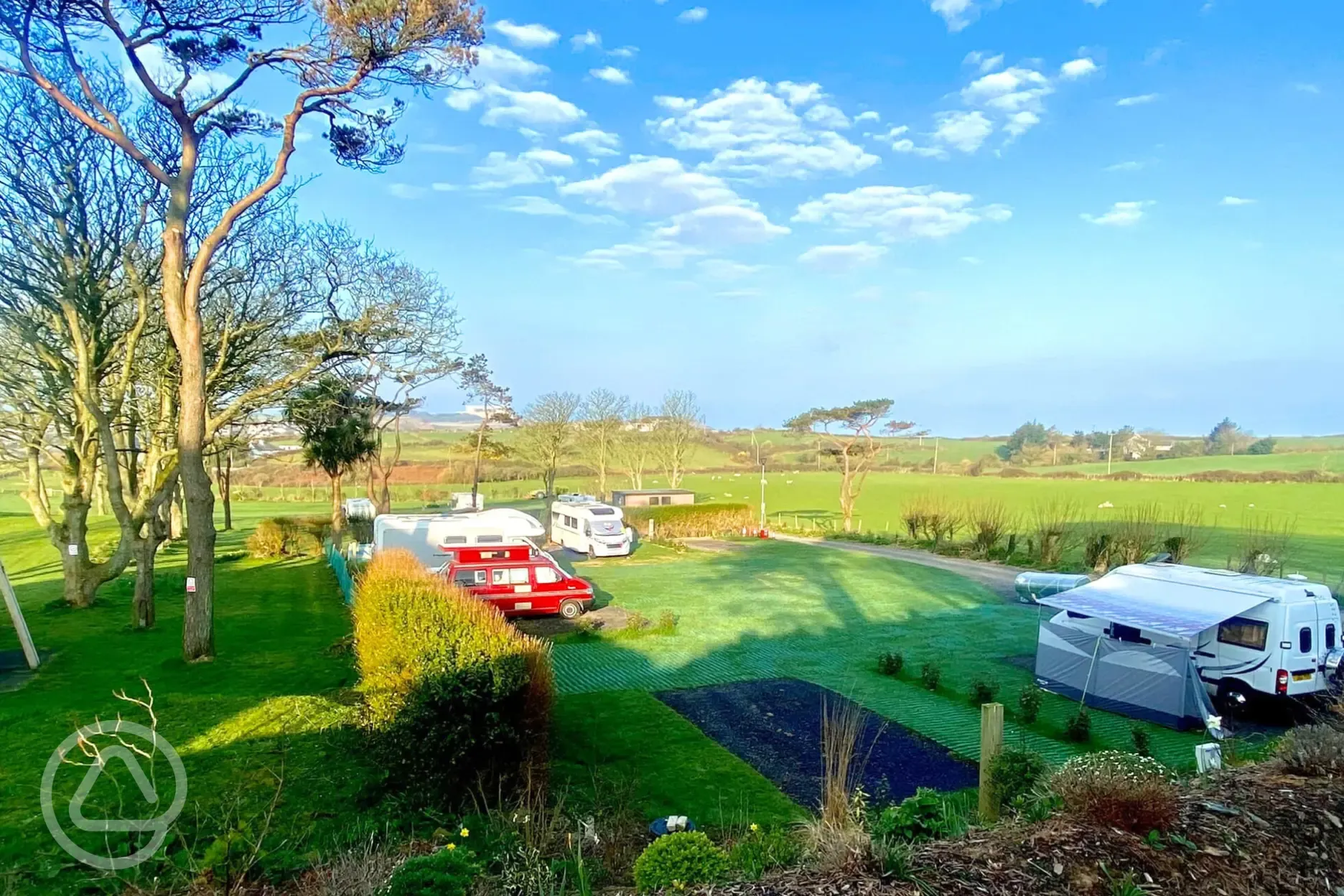 Fully serviced hardstanding pitches with 10 amp electric, water and grey waste