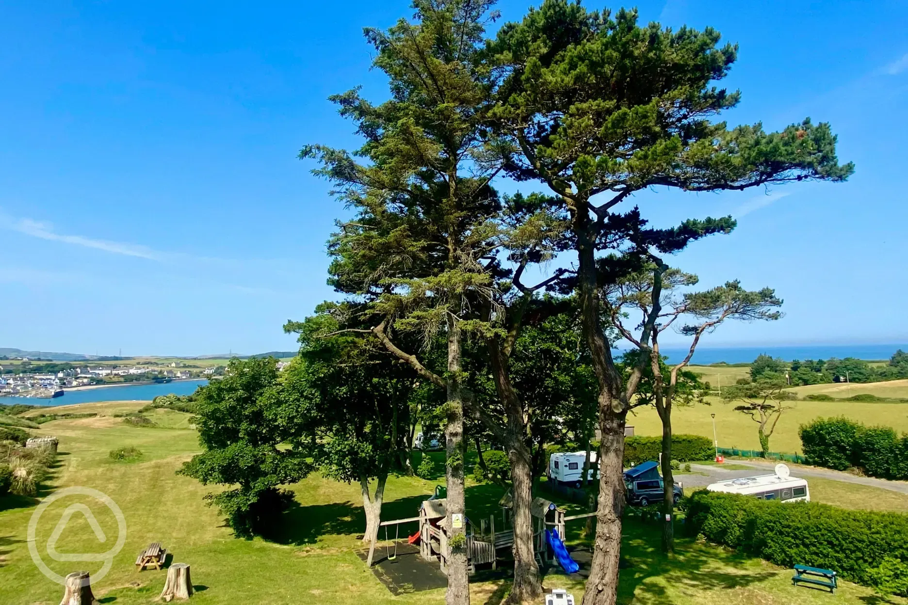 Views to Traeth Mawr Big Beach (a five minute walk away)