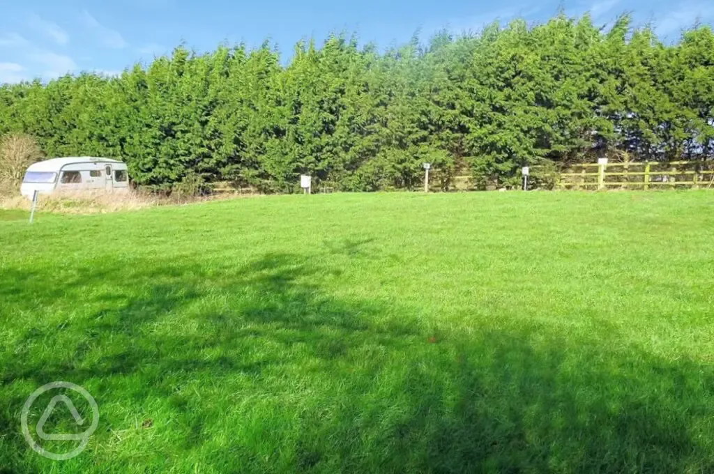 Caravan on electric grass pitches
