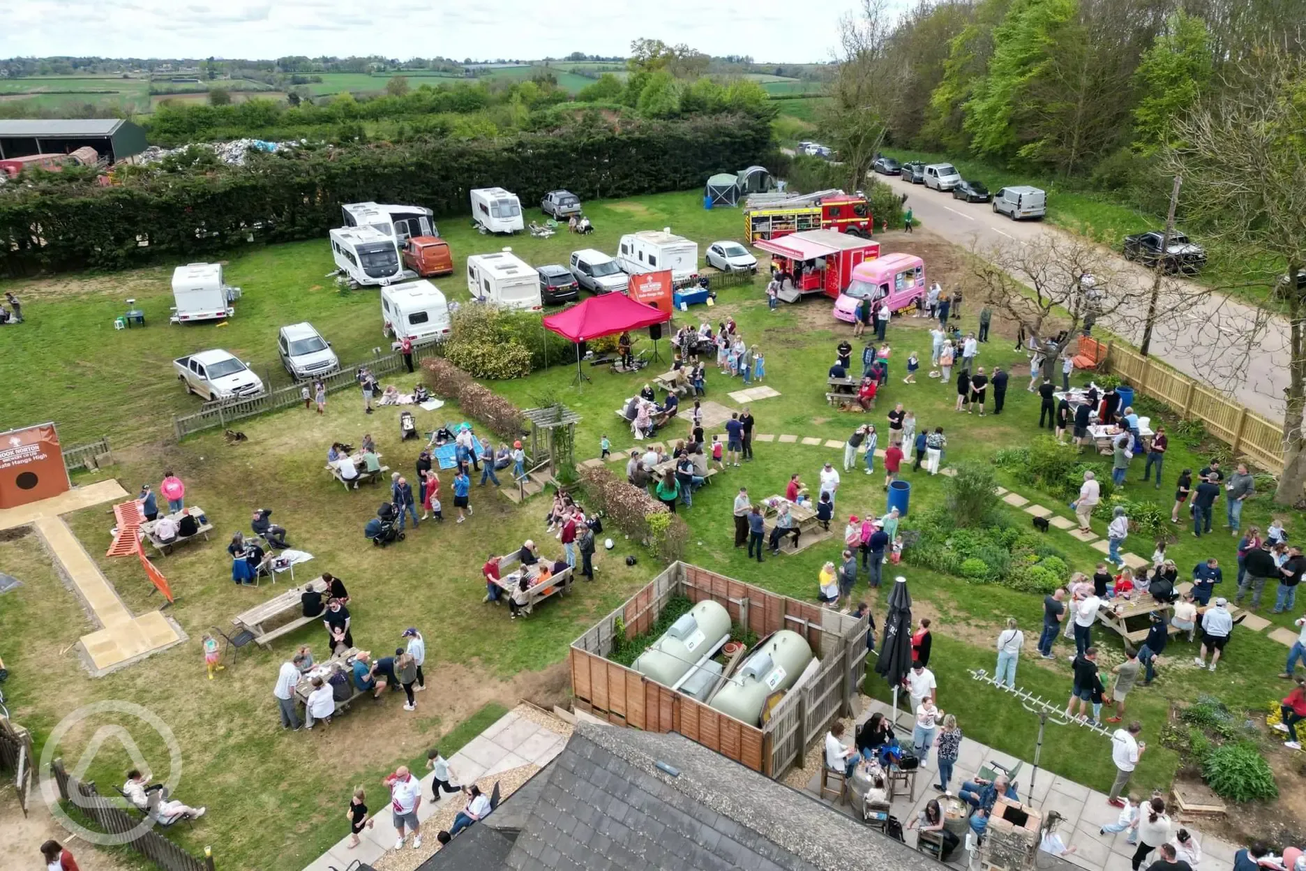 Camping pitches and pub garden