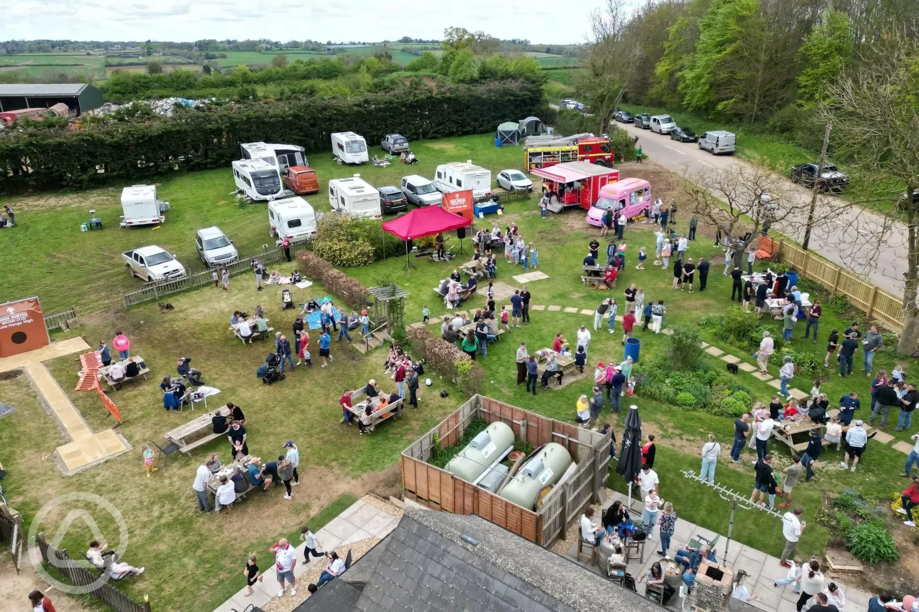 Camping pitches at The Gate Hangs High and pub garden