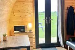 Luxury pod dining area and sofa bed Luxury pod dining area and sofa bed