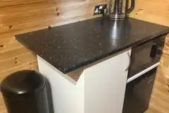 Camping pod mini fridge, microwave and kettle Camping pod mini fridge, microwave and kettle