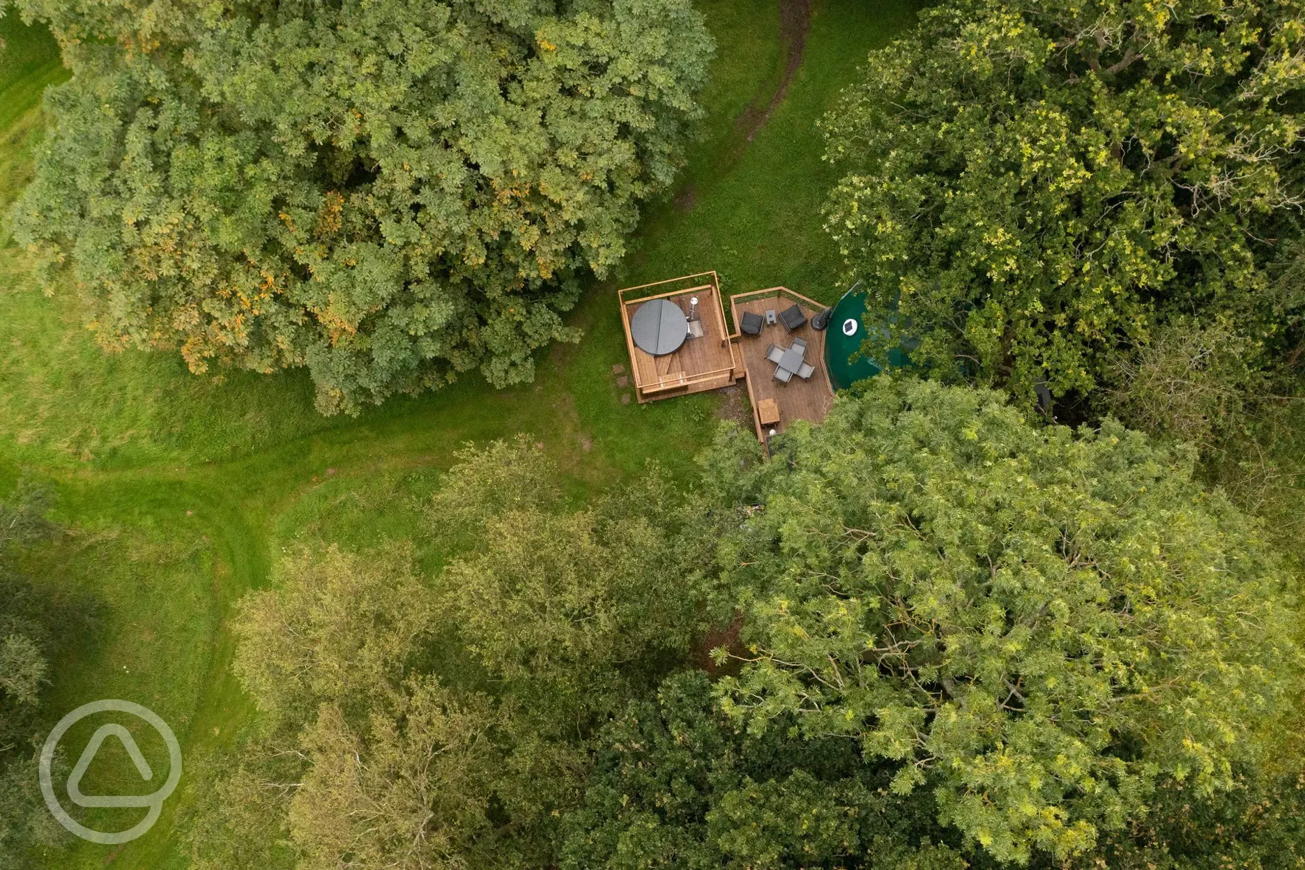 Birdseye view of glamping dome