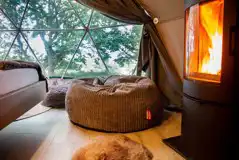 Glamping dome wood burner