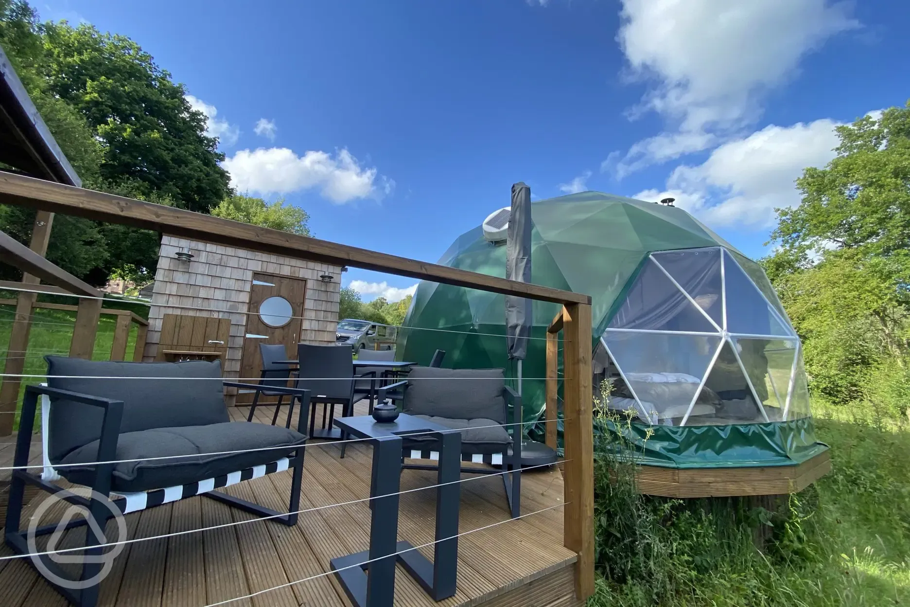 Glamping dome outdoor area