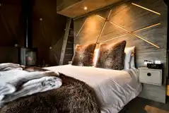 Glamping dome king sized bed and bed side table (bedding provided) Glamping dome king sized bed and bed side table (bedding provided)