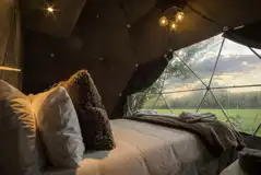 Glamping dome king-sized bed