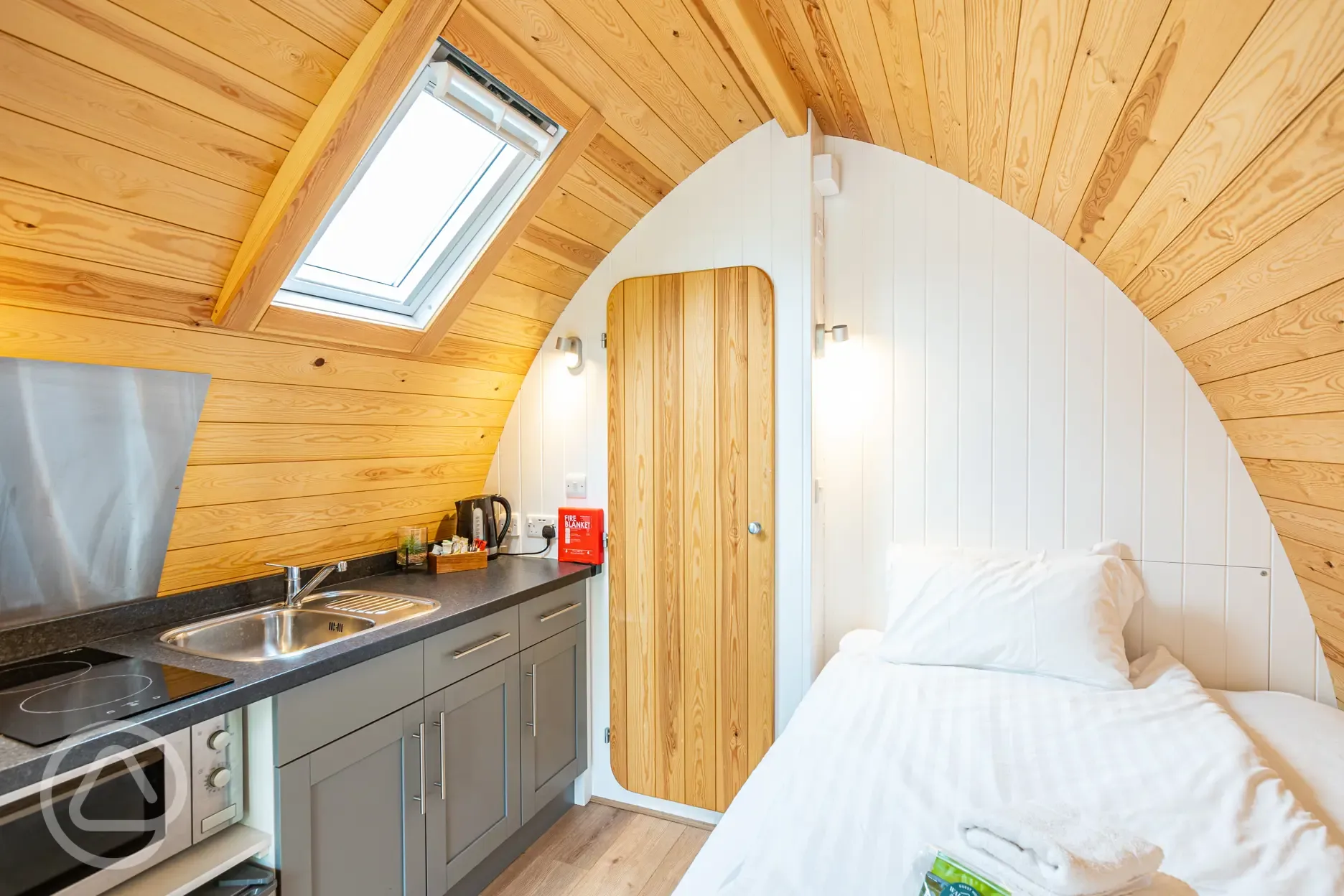 Two person glamping pod double bed