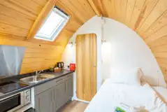 Glamping pod with optional two person hot tub double bed and kitchenette