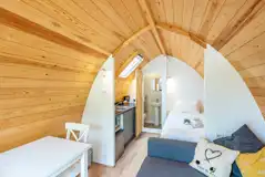 Two person glamping pod interior