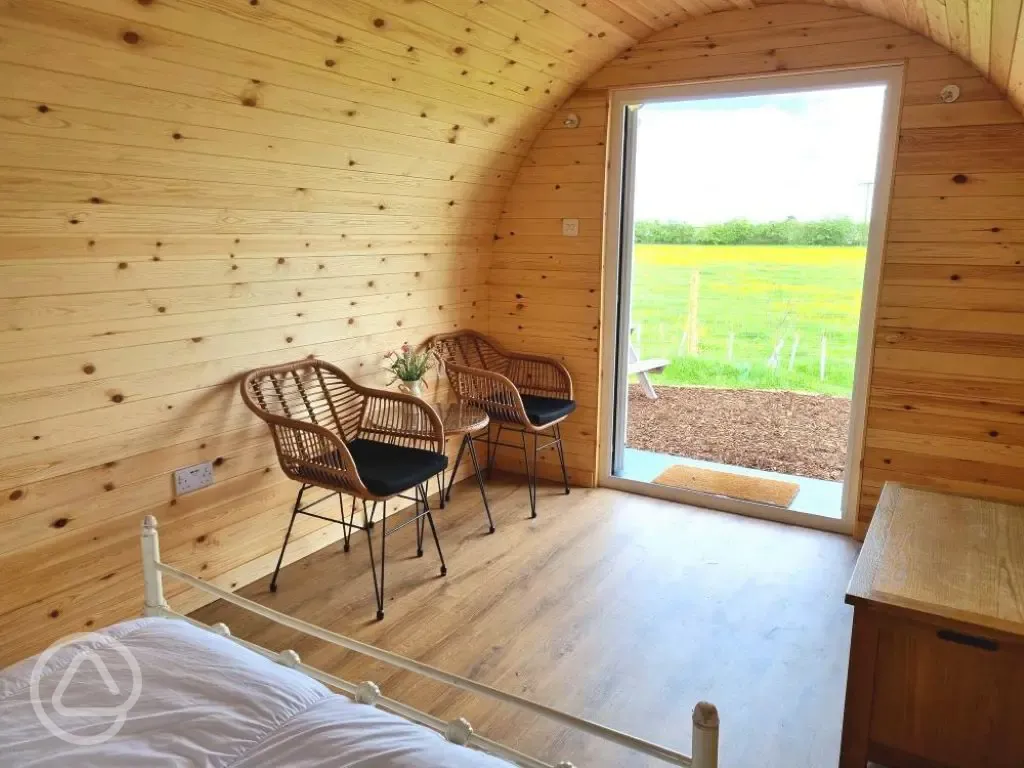 Luxury camping pod interior