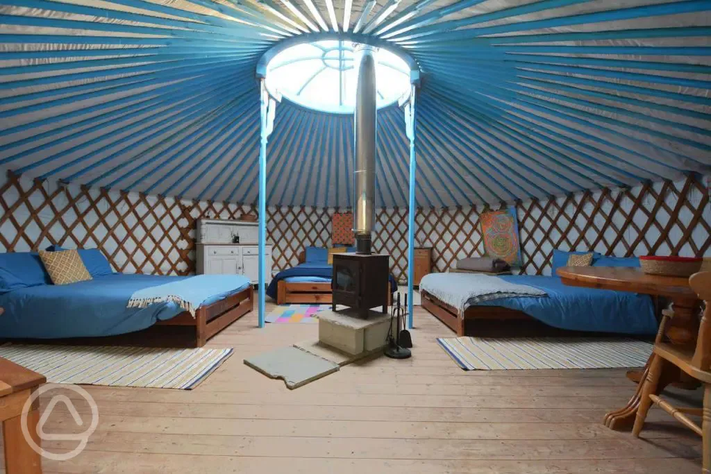 Family yurt interior