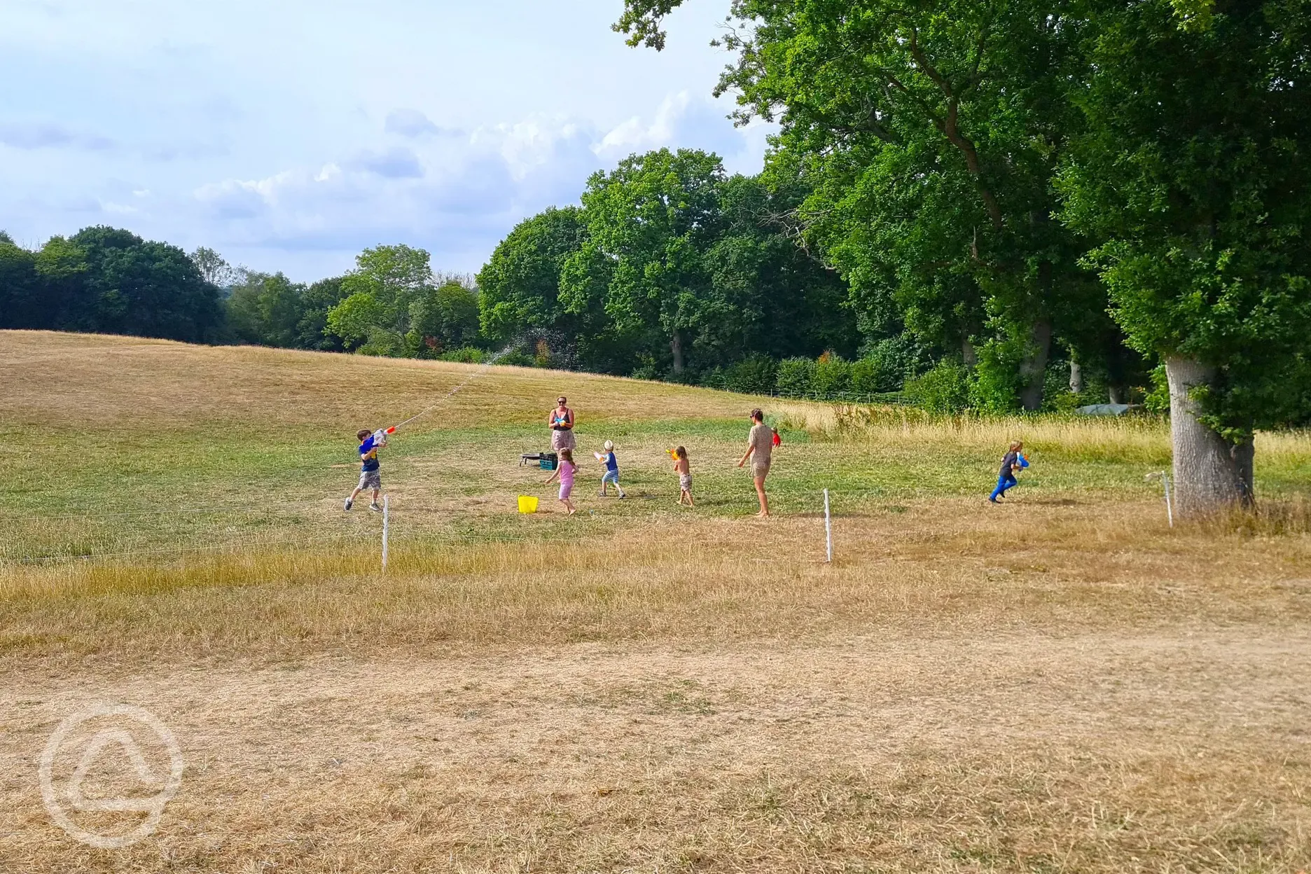 Water fights in the camping field