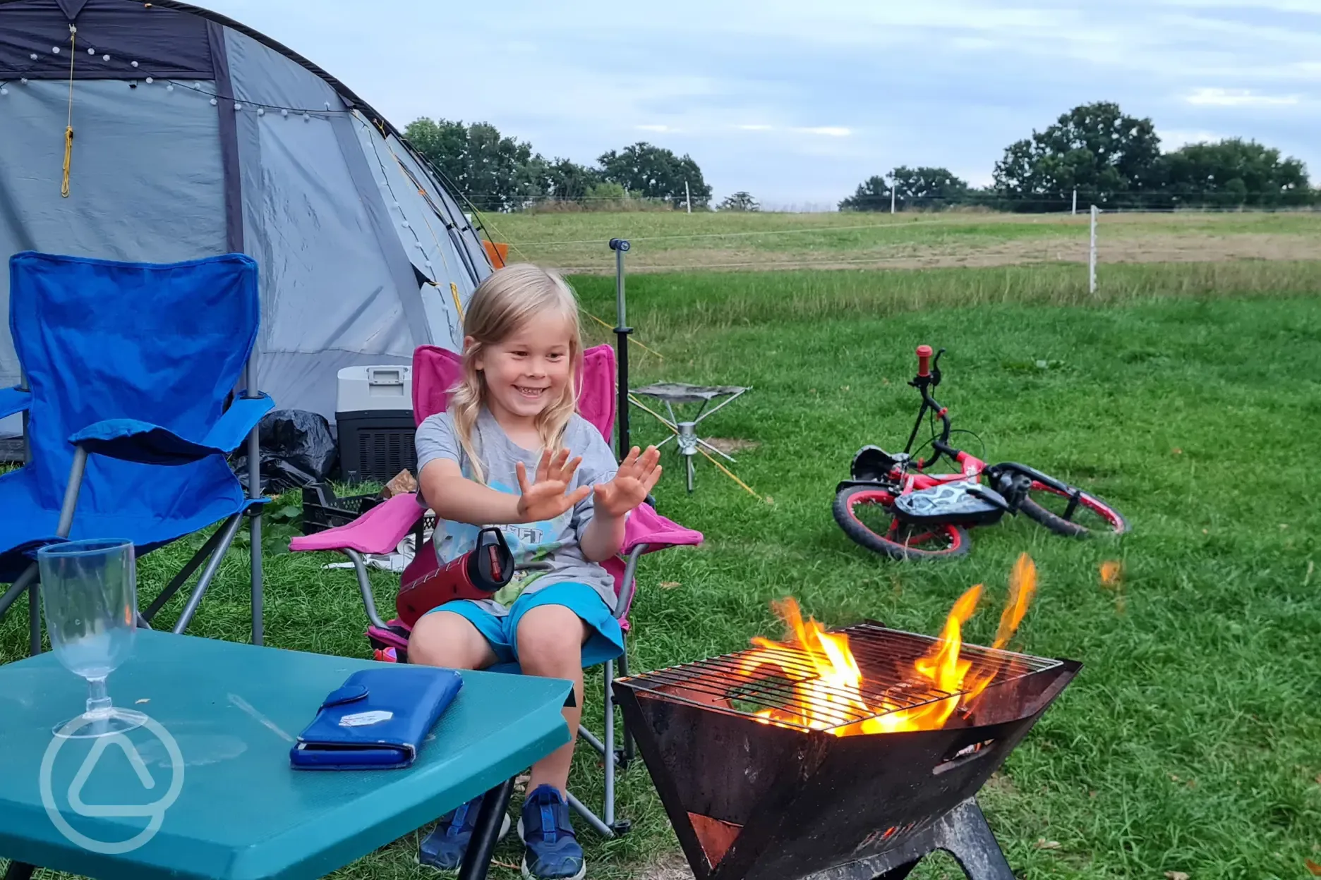 Non electric grass pitches with fire pits