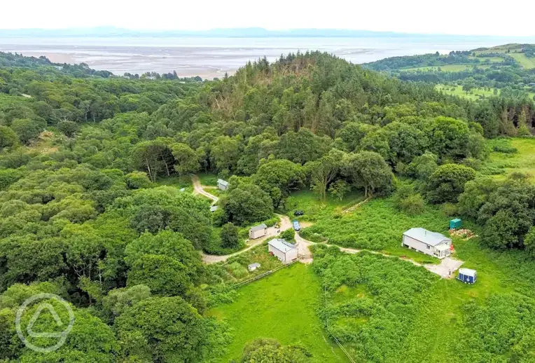 Aerial of the campsite and Solway Coast