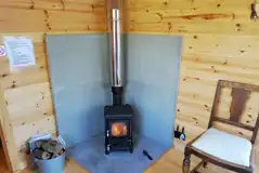Large glamping cabin wood burner