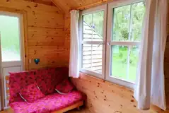 Large glamping cabin futon bed