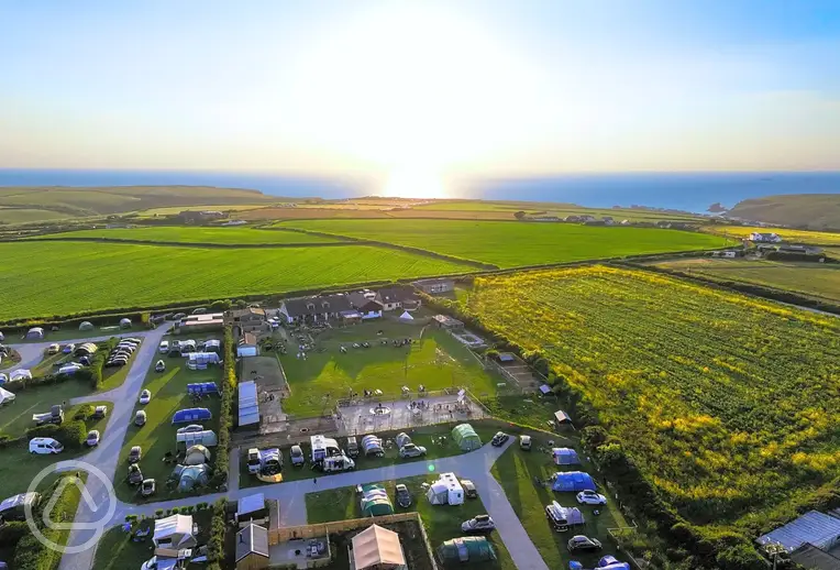 Aerial of Macdonald's Farm towards the Cornwall Coast