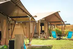 Safari tents with private verandas, fire pits and deck chairs