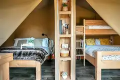 Safari tents with a king size bedroom and triple bunk room (single bunk bed)