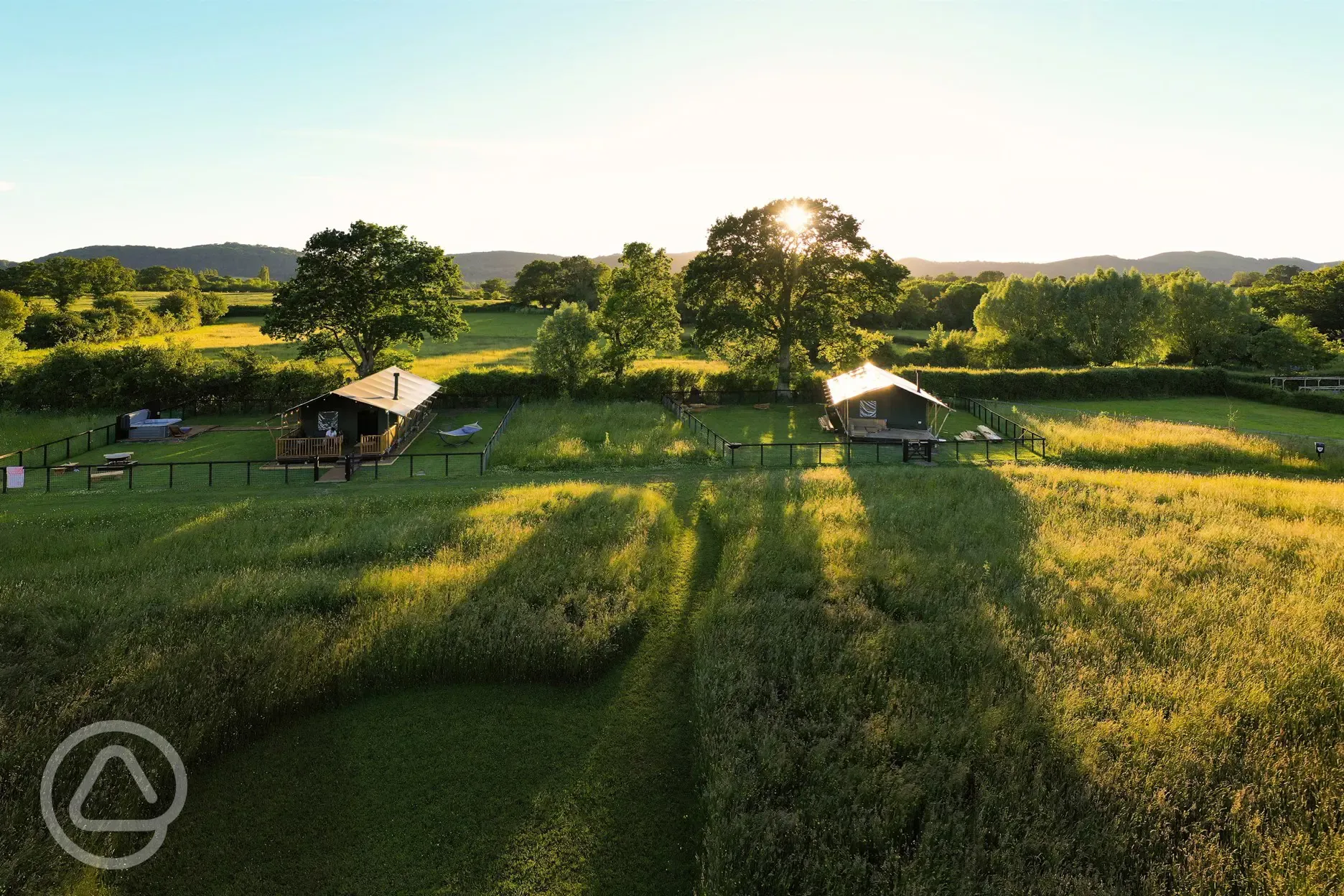 Luxury safari spa lodges set in a 3 acre wildflower meadow