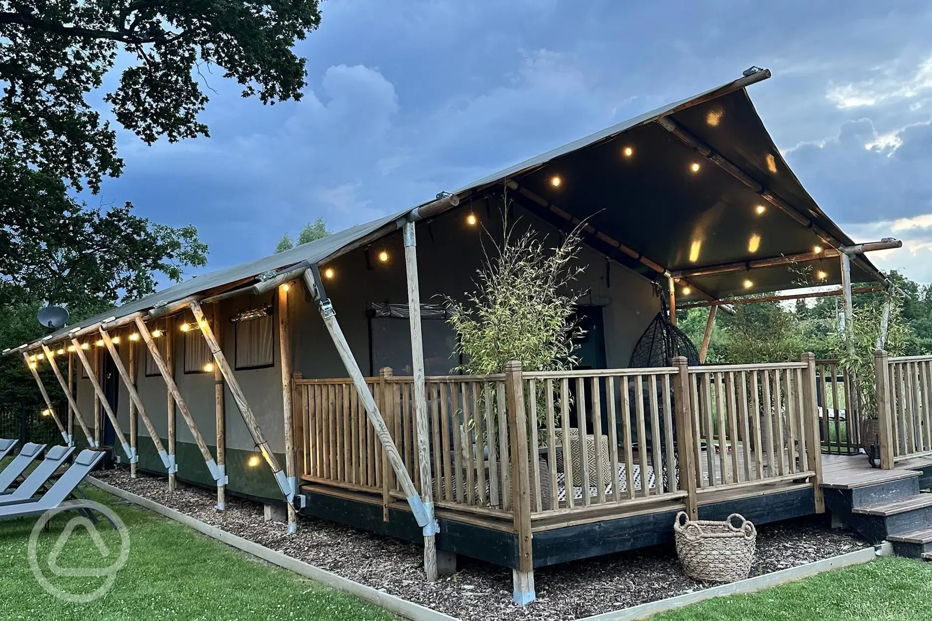 Safari tent at night