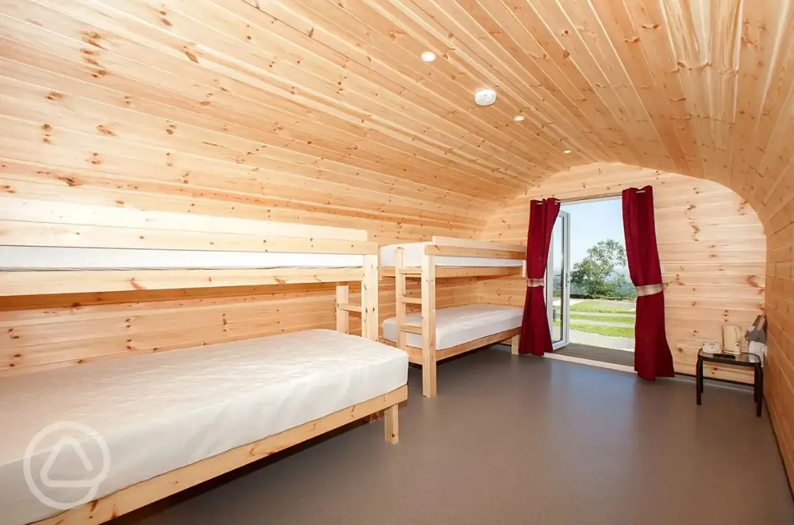 Glamping camping pod interior