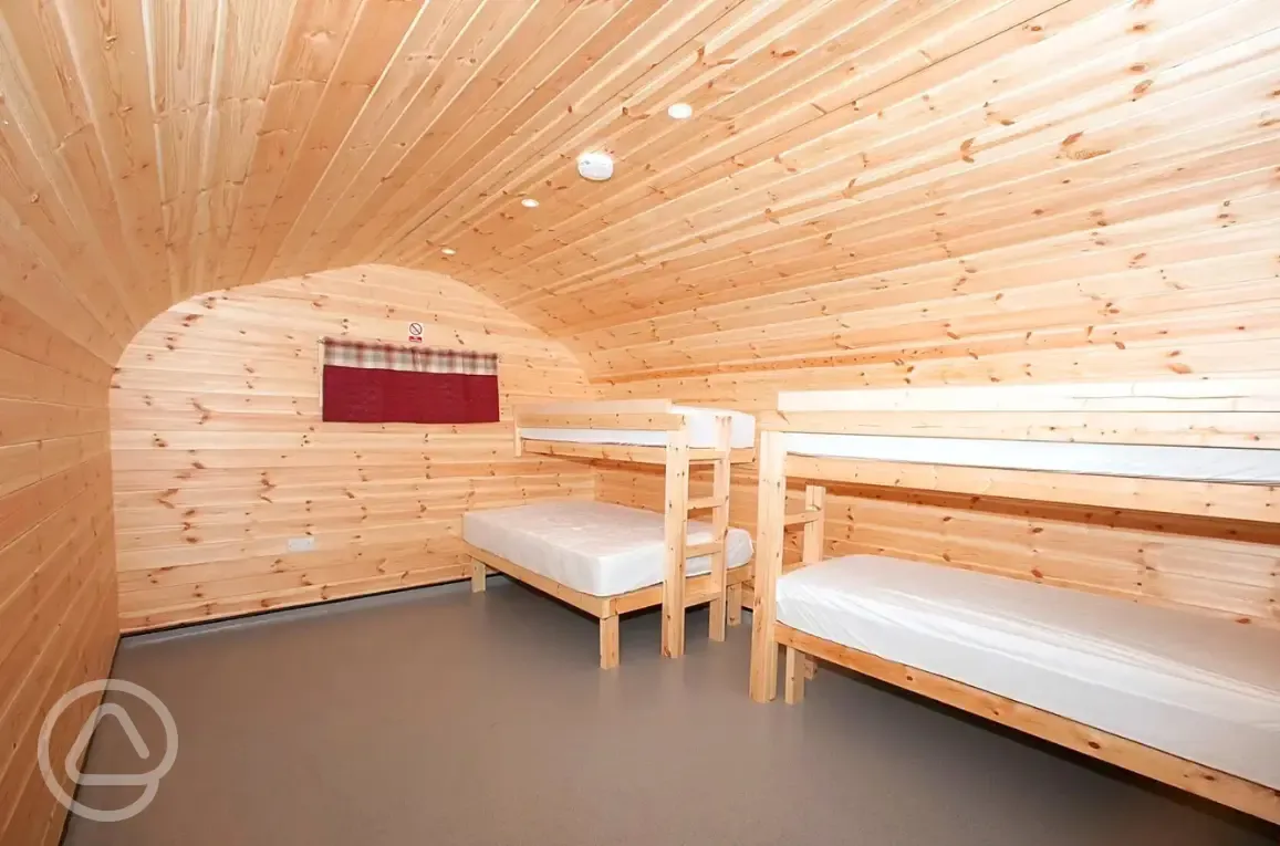 Glamping camping pod interior
