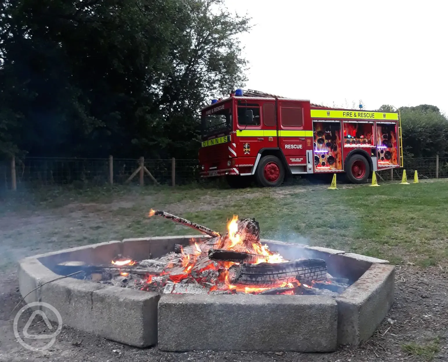 Fire Engine and Bonfire on a Saturday